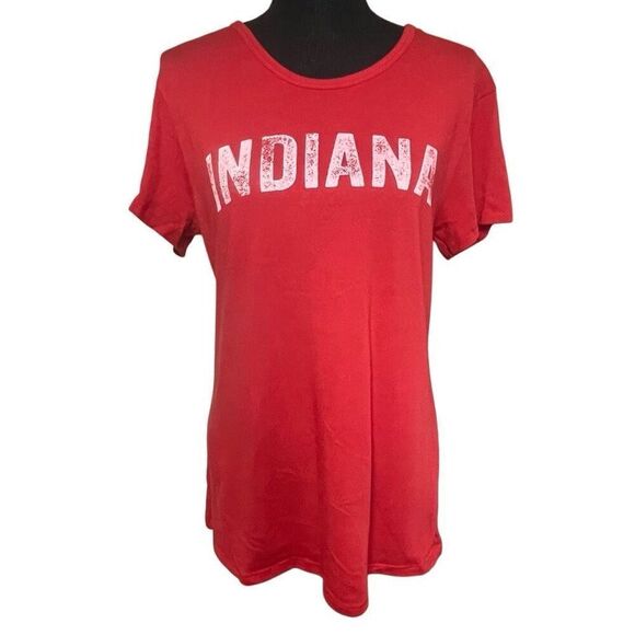 No Brand Tops - Red and White Fitted Indiana Tee